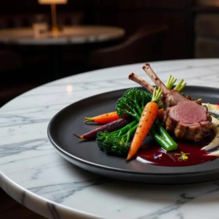 Chef plating an intricate seasonal special in a modern Australian restaurant