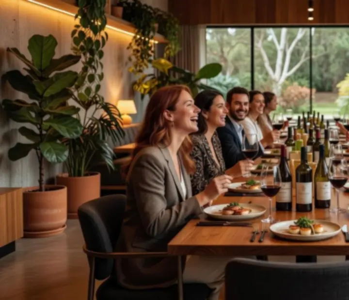 Cinematic moment inside a contemporary Australian restaurant