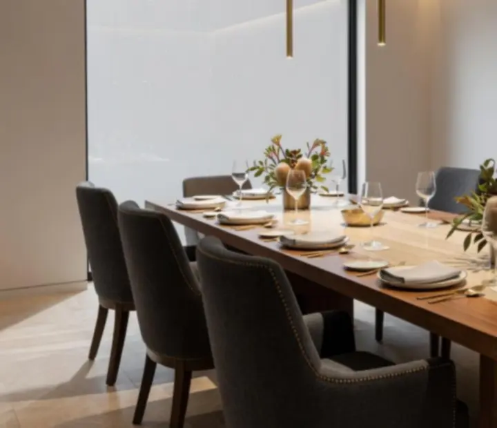 Corporate dining and presentation setup at GrandStackSociety
