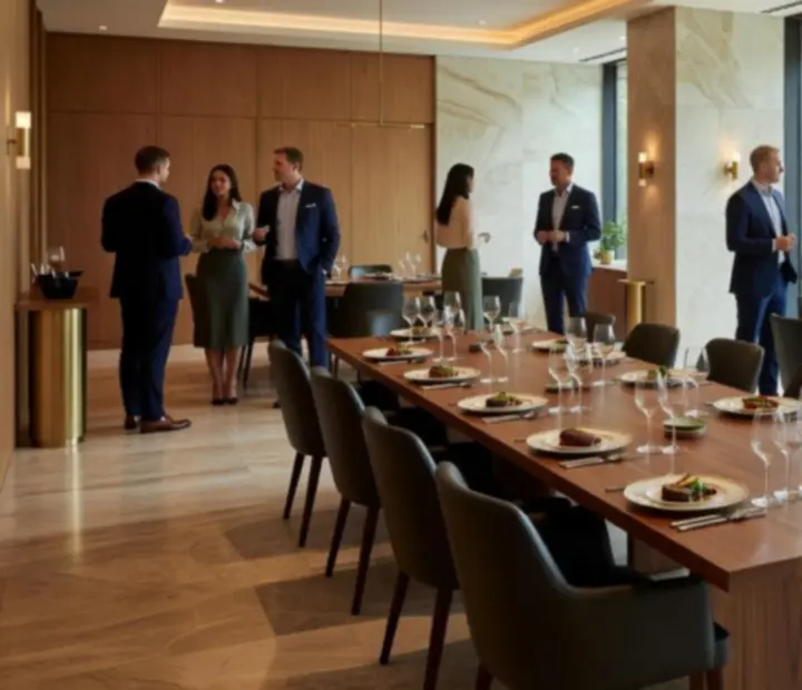 Contemporary Australian restaurant hosting an elegant corporate event with private poker tables