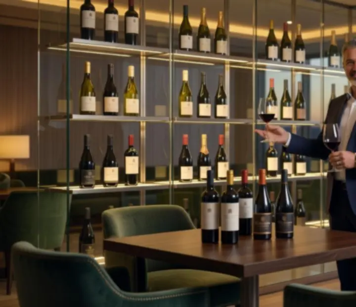 Sommelier presenting premium Australian wine bottles in a softly lit restaurant cellar